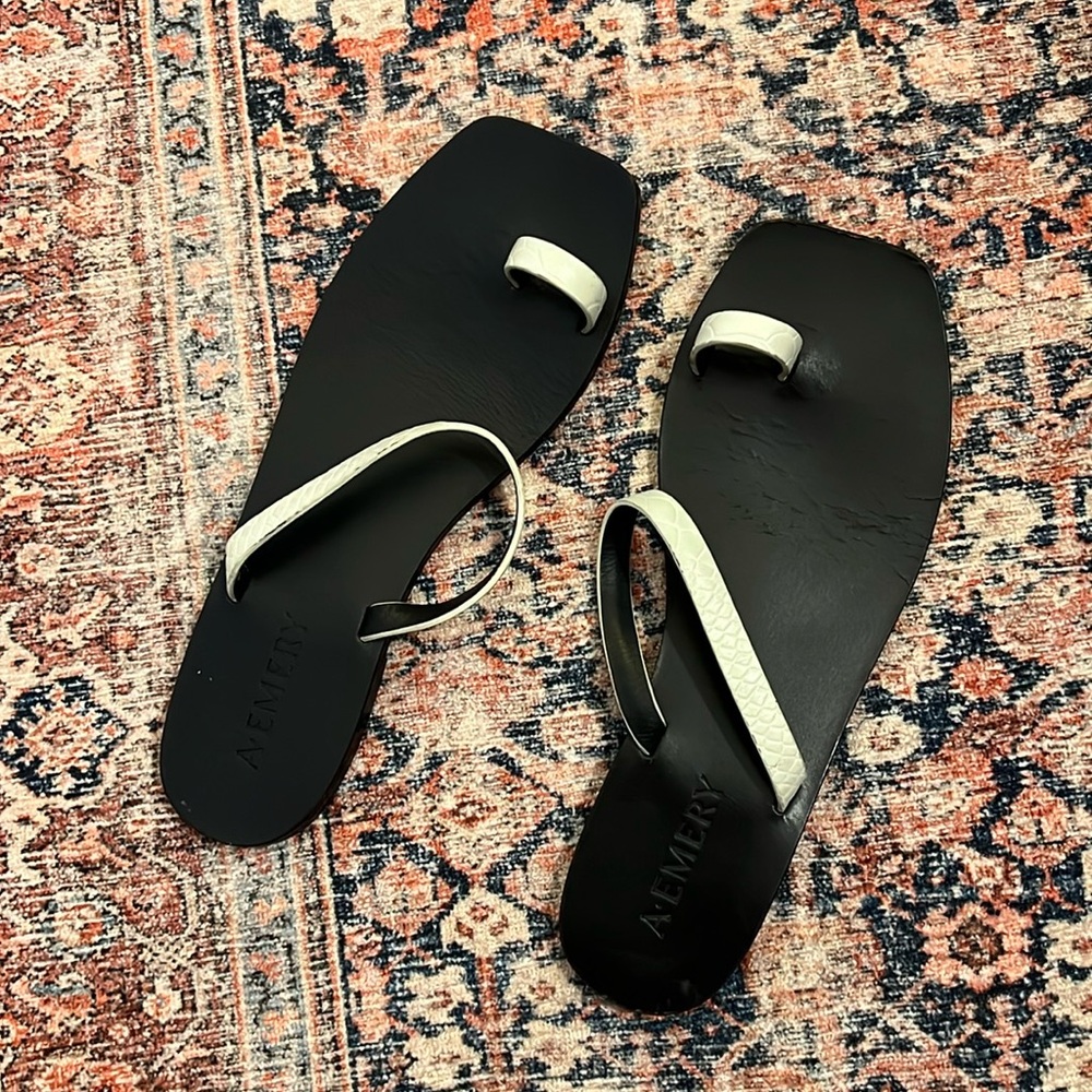 A. EMERY Tori Sandal in White Croc Leather